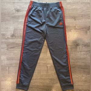 Adidas Gray Track pants with 3 Orange stripes size youth XL